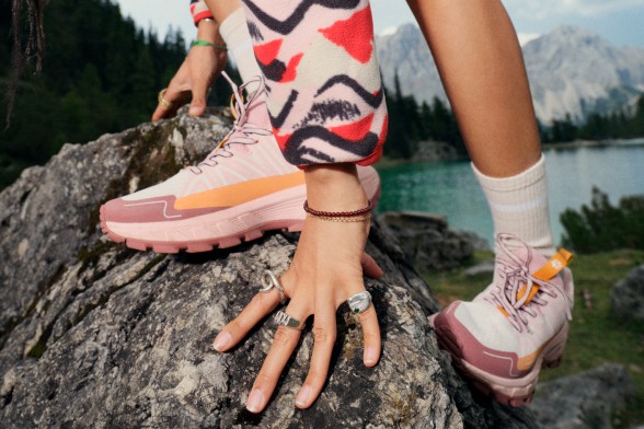 Photo of three hiking packs on rocky ground